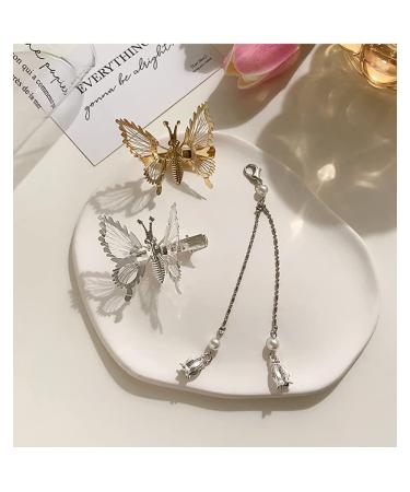 Flymind 6Pcs Moving Butterfly Tassel Hair Clips Elegant Antique Side Clip for Women & Girls (Silver) - Buy Online on SooperMarket.com