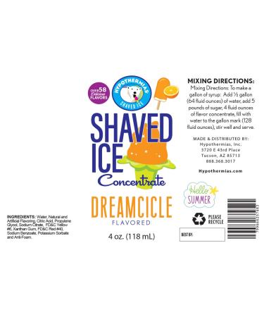 Dreamcicle Shaved Ice & Snow Cone Flavor Concentrate - 4 fl oz (Makes 1 Gallon of Syrup) - Buy Online on SooperMarket.com