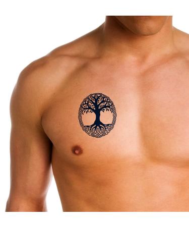 Yggdrasil Tree of Life Temporary Tattoo 4 Sheets Lasting 1-2 Weeks for Adults Realistic Semi-Permanent Ink for Chest, Neck, and Arms - Buy Online on SooperMarket.com