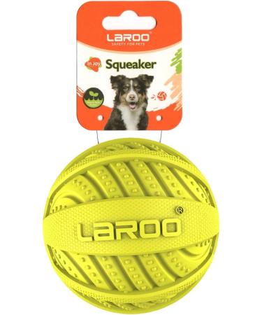 Laroo Durable Natural Rubber Dog Ball | Squeaker Toy for Small & Large Dogs | 9cm Green Dog Football - Buy Online on SooperMarket.com