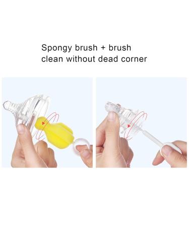 Moum Routes 6-Part Baby Bottle Cleaning Brush Set - Eco-Friendly Non-Slip Handle Interchangeable Sponges Travel Pink Set - Buy Online on SooperMarket.com