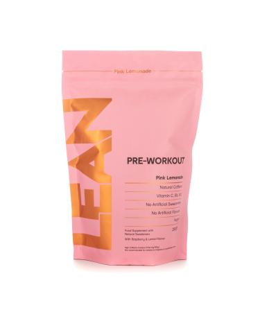 LEAN with Lilly Pre-Workout Natural Pink Lemonade Flavour 250g. 25 Servings. Vegan Natural Energy Support with Vitamin C B6 & B12. 170g Plant Caffeine. Low Sugar No Sucralose or Artificial Sweetener