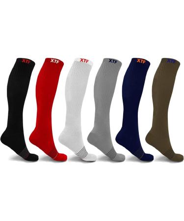 Extreme Fit Sport Compression Socks for Men and Women - Knee High, 6 Pair Large-X-Large Mix - Running, Athletics, Pregnancy, Travel - Buy Online on SooperMarket.com