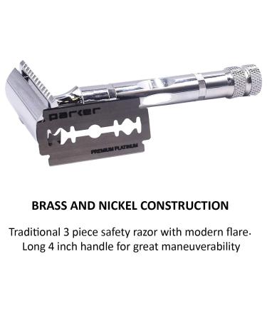 Buy Parker 89R Safety Razor Set - Chrome Plated Brass Handle & 5 Double Edge Blades | Worldwide Shipping - Buy Online on SooperMarket.com