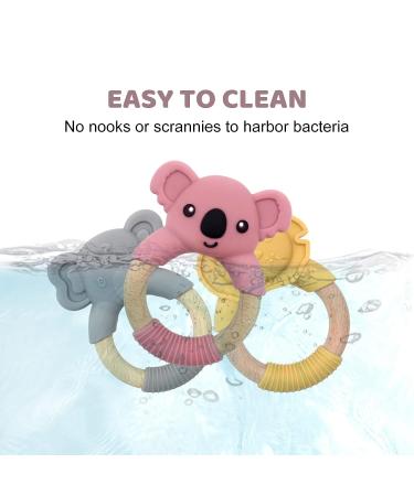 Elephant Baby Teething Toy - Natural Wooden Ring, Food-Grade Silicone, 12+ Months - Buy Online on SooperMarket.com
