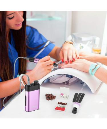 Bestidy 30000RPM Rechargeable Nail Drill Kit for Acrylic and Gel Nails - Professional Efile for Manicure, Pedicure, and Polishing (Purple) - Buy Online on SooperMarket.com