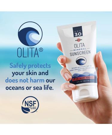 Olita SPF 30 Mineral Sunscreen Lotion - Fragrance Free, 3 oz - Broad Spectrum Protection, Chemical-Free, All-Natural, Reef Safe, Organic, Water-Resistant - Buy Online on SooperMarket.com