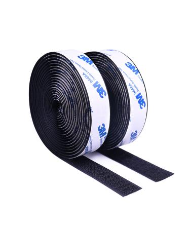 3M Double Sided Hook and Loop Tape  Self Sticky Adhesive Strips Fastener  Interlocking Tape for Window Fixing  Photo Frames  Mosquito Net  Carpets  Car and Handmade 1 in *10 FT *2 Rolls-Black