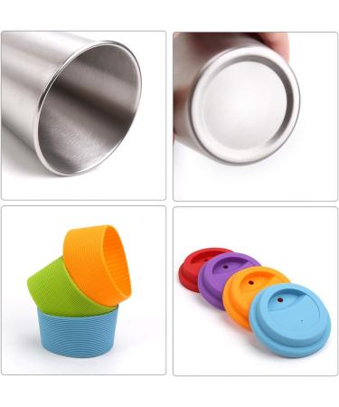 Rommeka 12oz Stainless Steel Kids Cups 5 Pack - Colorful Drinking Tumbler with Silicone Lids and Straws for Toddlers, Children, and Adults - Buy Online on SooperMarket.com