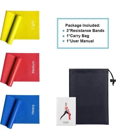 Resistance Bands Set - 3 Skin-Friendly Exercise Bands, 3 Resistance Levels - Ideal for Strength Training, Pilates, Yoga - for Women and Men - 6.5ft - Buy Online on SooperMarket.com