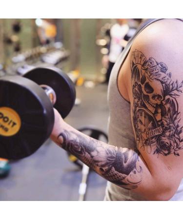 Yesallwas Skull Temporary Tattoo 6 Sheets - Waterproof Fake Tattoos for Men & Teens - Arms, Shoulders, Chest & Back - Crown, Gun, Tree, Tribal Feather, Clock - Long Lasting Stickers - Buy Online on SooperMarket.com