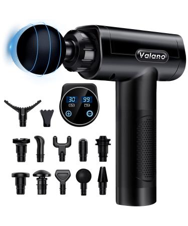 Massage Gun Deep Tissue, Percussion Muscle Massager with 30 Speeds, Quiet Handheld Massagers for Athletes Shoulder Neck Back Relaxation, LCD Touch Screen with 12 Heads