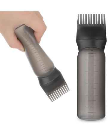WLLHYF Root Comb Applicator Bottle 6 Ounce Hair Oil Applicator 1 Pack Applicator Bottle Brush with Graduated Scale Hair Root Comb Color Applicator for Hair Dye (Black)