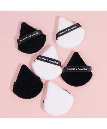MAANGE 6 Pcs Triangle Makeup Puff Set for Loose Powder - Soft Face Body Foundation Puffs - Triangular Design for Contouring - 3 Black + 3 White - Buy Online on SooperMarket.com