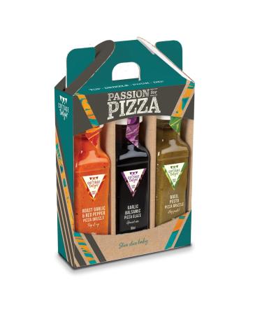 Cottage Delight - Passion For Pizza - Roast Garlic & Red Pepper Pizza Drizzle 100ml - Garlic Balsamic Pizza Glaze 100ml - Basil Pesto Pizza Drizzle 100ml