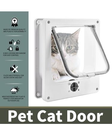 Large White 4-Way Locking Cat Door - Secure Entry for Your Pet - Buy Online on SooperMarket.com