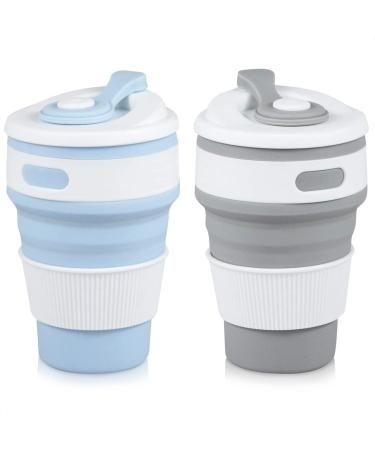 2Pcs Silicone Collapsible Travel Cup - Camping Cups Collapsible Cups Drinking Cups with Lids for Adults Foldable Silicone Cup Collapsible Cup with Lid - Camping Cup Collapsible Drinking Cups for Kids