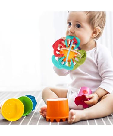 Baby Teether Toy - Soft Rattle & Sensory Ball for Teething Pain Relief | Food Grade Safe, Colorful Design | Infant Grip & Gum Massage - Buy Online on SooperMarket.com