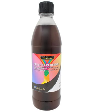 Zero Sugar Fruit Explosion Pop Soda Syrup Concentrate 500 ml - Make 12.5 Litres of Sugar-Free Soft Drink by Adding Flavouring to Carbonated Sparkling Fizzy Water Zero Fruit Explosion