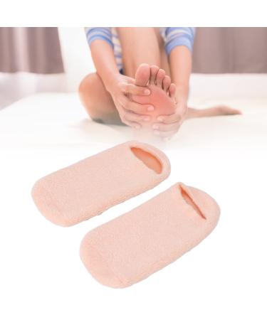 2 moisturizing socks repair rough skin one-piece design essential oil gel heel sleeves layer reusable spa sock for the beauty salon at home (orange)