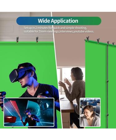 Hemmotop 5x6.5ft Green Screen Backdrop Kit for Photography, Chromakey Virtual Background for Zoom & YouTube - Includes Stand, Sheet, and 5 Clamps - Buy Online on SooperMarket.com