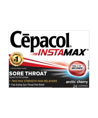 C pacol Instamax Arctic Cherry Sore Throat lozenges 24 Count (Pack of 1)