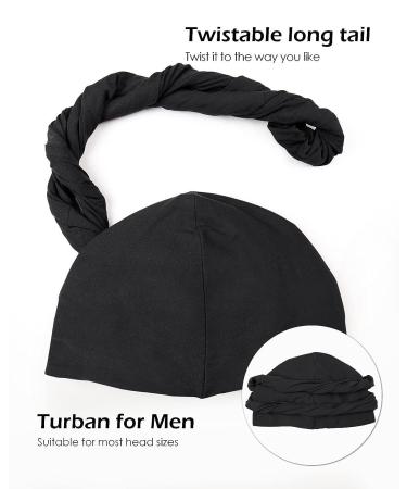 Satin Lined Halo Turban Set for Men - X-Large Black & Dark Heather Grey - Buy Online on SooperMarket.com