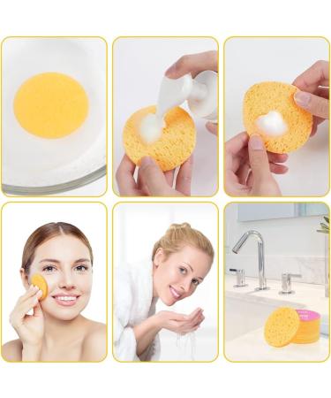 AUAUY Compressed Facial Sponges 60 Count Cellulose Facial Sponges for Daily Cleansing 100% Natural Wood Pulp Cotton Face Washing Sponge for Facial Cleansing Exfoliating Mask Makeup Removal 60 Beige - Buy Online on SooperMarket.com
