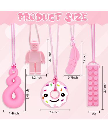 Sensory Chew Necklace Set - 5 Pink Teether Chew Toys for Autistic Children | Anxiety & Biting Relief | Food Grade Silicone Teether for Teething & Oral Motor Needs - Buy Online on SooperMarket.com