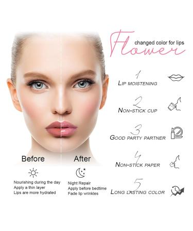 6 PCS pH Color Changing Lipstick - Crystal Flower Jelly Lip Balm for All Skin Tones | Soft Tint & Shimmer Effect (Pink) - Shop Internationally - Buy Online on SooperMarket.com