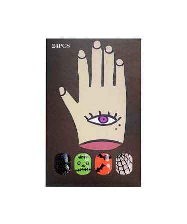 Veeteah Cute Halloween Nails | Artificial Nails Full Stick On Nails False Nails Cute Ghosts Artificial Full Women's Halloween Ghost Press-Ons Fake Nails
