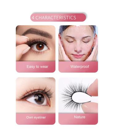 CHNLML Reusable Self-adhesive Eyelashes - Natural Look, No Glue, 3 Pairs | Waterproof Long Style Lashes for Women - Buy Online on SooperMarket.com