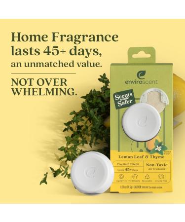 Enviroscent Non-Toxic Air Freshener - Lemon Leaf & Thyme Plug-In | 45+ Days of Home Fragrance | Refillable Essential Oil Set - Buy Online on SooperMarket.com