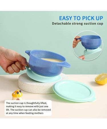 Kyraton Baby Suction Bowl with Straw and Spoons | Unbreakable, Reusable, and Slip-Resistant | Ideal for Milk, Soup, Ice Cream | Dark Blue - Buy Online on SooperMarket.com