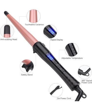 Curling Wand 13-25MM Curling Tongs Tapered Curling Iron with Adjustable Temperature Professional Hair Curler with Glove Dual Voltage - Buy Online on SooperMarket.com