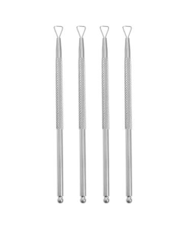 KALLORY Nail Scraper Metal Cuticle Pusher Cuticle Pusher Set Stainless Triangle Gel Nail Polish Remover Tool (4 Pcs, Silver)
