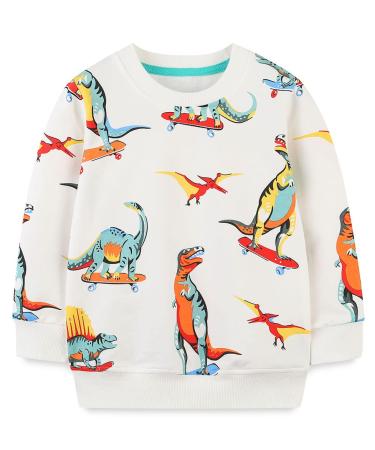Boys Sweatshirt for Kids Dinosaur Jumper Cotton Casual Top Long Sleeve Pullover T-Shirt Toddler Girls Shirts Baby Clothes 1-8 Years 4-5 Years Dinosaur 06