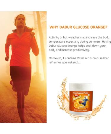 Dabur Glucose Powder Fortified with Vitamin D and Calcium Orange Flavour 500 grams - Buy Online on SooperMarket.com