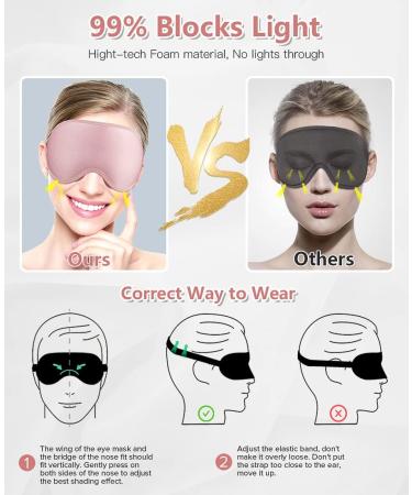 3D Contoured Sleep Mask for Women Men - 99% Blackout Eye Covers - Comfortable & Adjustable - Perfect for Travel and Lash Extensions - Pink - Buy Online on SooperMarket.com