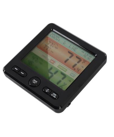 Indoor Thermometer DC5V ABS Color Alarm Digital Clock Temperature Accurate Data Dry Battery for Bedroom (Black)
