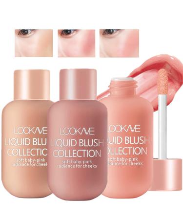 3 Colors Soft Cream Blush Makeup  Liquid Blush for Cheeks  Weightless  Long-Wearing  Smudge Proof  Natural-Looking  Dewy Finish  Blends Effortlessly