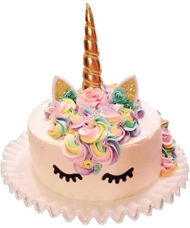 Unicorn Cake Topper Unicorn Birthday Party Supplies Unicorn Birthday Decorations for Girls Unicorn Cake Decoration Unicorn Horn First Birthday Cake Topper Kit with Eyelashes 5.8 Inch Gold - Buy Online on SooperMarket.com
