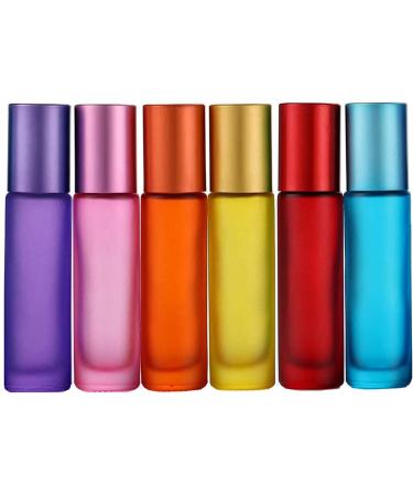All-day 6 pieces 10 ml essential oils Roll bottles refillable empty bottle made of matt glass with stainless steel ball including 1 dropper and opener perfect for aromatherapy fragrance