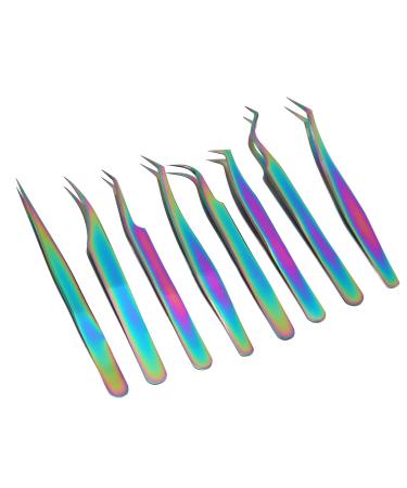 8-part eyelash tweezers set professional eyelash extension tweezers stainless steel high hardness eyelash tweezers for eyelash extensions