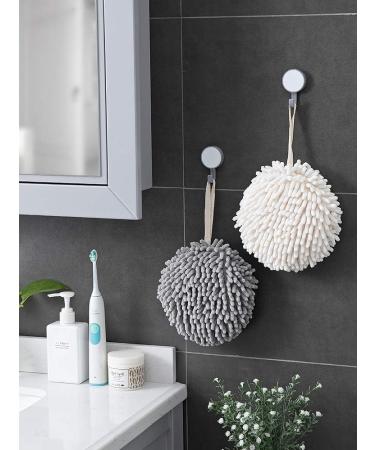 Sophie & Panda Fuzzy Ball Towel Set - White & Gray | Pack of 2 Decorative Bathroom Towels for Instant Hand Drying - Buy Online on SooperMarket.com