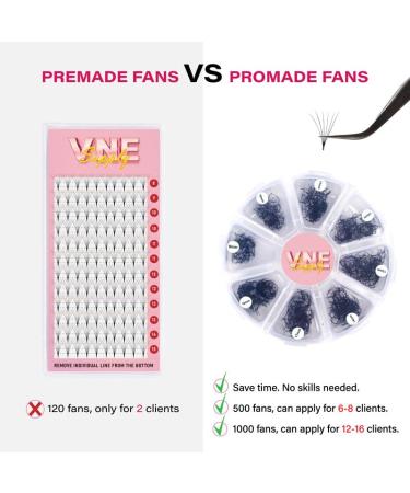 VNE Eyelashes 500 Fans Tray | Volume Lash Extensions | Mixed Length 6D CC Curl | Premade & Mega Lash Fans 9-16mm - Buy Online on SooperMarket.com