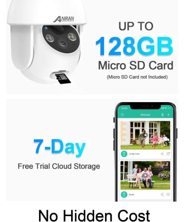 ANRAN 2K Wireless Solar Security Camera | 360 View, Smart Siren, Spotlights | Color Night Vision, AI Human Detection | 2-Way Talk, Alexa Compatible | Q3 White - 3MP - Buy Online on SooperMarket.com