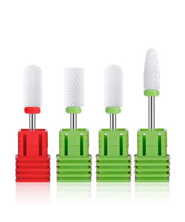 MelodySusie Ceramic Nail Drill Bits Set, 3/32'' (2.35mm) Professional Acrylic Nail File Drill Bit for Manicure Pedicure Cuticle Gel Nail Polishing 4 Pcs 4 Pcs 1 Coarse, 2 Medium and 1 Fine