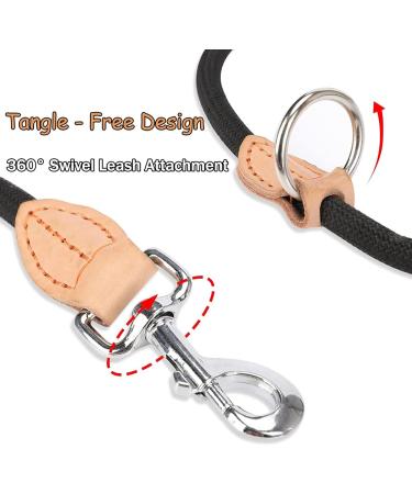 Adjustable 2m Dog Leash - 11mm Thick Nylon Braided Multifunctional Training Lines for Small/Medium/Large Dogs - Black - Buy Online on SooperMarket.com