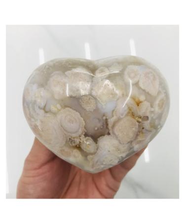 Natural Crystal Rough Cherry Blossom Agate Heart Crystal Heart Natural Stones and Minerals Quartz Stone Crystal Rough Stone Stone (Size : 250-320g) Household (Size : 150-230g)